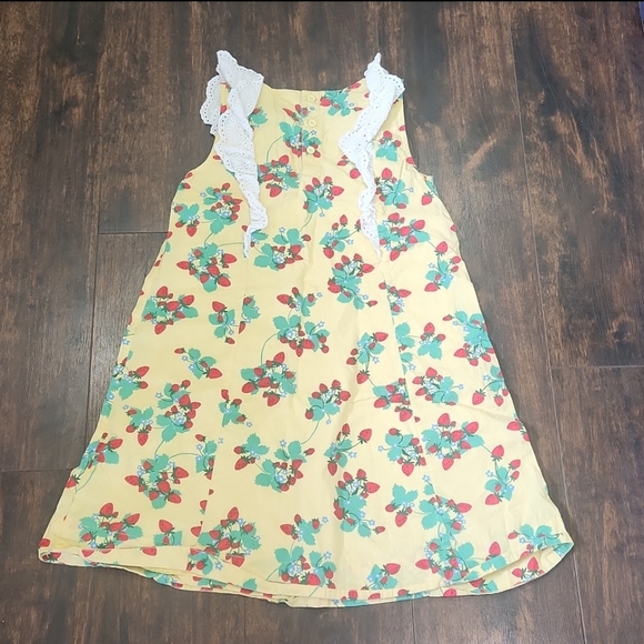 HANNA ANDERSSON strawberry print sleeveless dress 10 lace trim girls mini - Picture 4 of 7